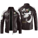 Custom Name Alfa Romeo Contrast Leather Jacket - Personalized Logo Car Motorcycle Model