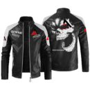 Custom Name Allis Chalmers Contrast Leather Jacket - Personalized Logo Car Motorcycle Model