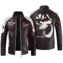 Custom Name Allis Chalmers Contrast Leather Jacket - Personalized Logo Car Motorcycle Model