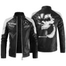 Amg Contrast Leather Jacket, Vintage Style Jacket, Customize Name And Any Logo And Car, Motor Model