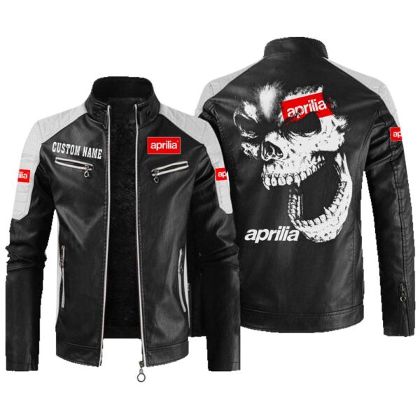 Aprilia Contrast Leather Jacket, Vintage Style Jacket, Customize Name And Any Logo And Car, Motor Model