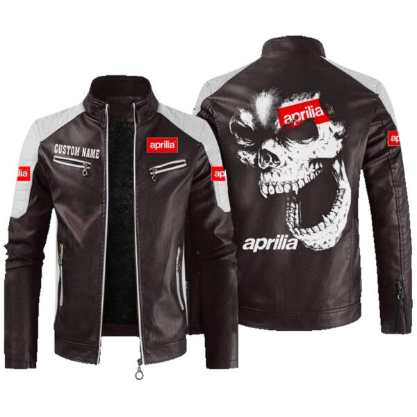 Aprilia Contrast Leather Jacket, Vintage Style Jacket, Customize Name And Any Logo And Car, Motor Model - Image 3