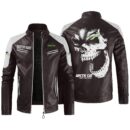 Custom Name Arctic Cat Contrast Leather Jacket - Personalized Logo Car Motorcycle Model
