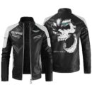 Custom Name Aston Martin Contrast Leather Jacket - Personalized Logo Car Motorcycle Model