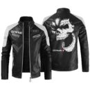 Custom Name Audi Sport Contrast Leather Jacket - Personalized Logo Car Motorcycle Model
