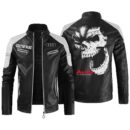 Custom Name Audi Contrast Leather Jacket - Personalized Logo Car Motorcycle Model