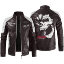 Custom Name Audi Contrast Leather Jacket - Personalized Logo Car Motorcycle Model