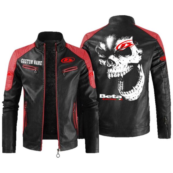 Custom Name Beta Contrast Leather Jacket - Personalized Logo Car Motorcycle Model - Image 2