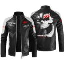 Custom Name Beta Contrast Leather Jacket - Personalized Logo Car Motorcycle Model