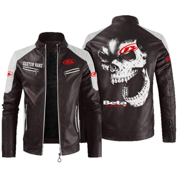 Custom Name Beta Contrast Leather Jacket - Personalized Logo Car Motorcycle Model - Image 3