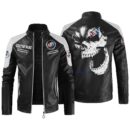 Custom Name Buick Contrast Leather Jacket - Personalized Logo Car Motorcycle Model