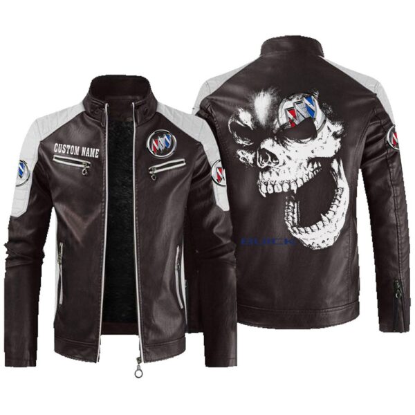 Custom Name Buick Contrast Leather Jacket - Personalized Logo Car Motorcycle Model - Image 3