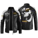 Custom Name Dewalt Contrast Leather Jacket - Personalized Logo Car Motorcycle Model