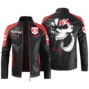Custom Name Dodge Challenger Contrast Leather Jacket - Personalized Logo Car Motorcycle Model