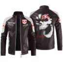 Custom Name Dodge Challenger Contrast Leather Jacket - Personalized Logo Car Motorcycle Model