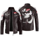 Custom Name Ducati Corse Contrast Leather Jacket - Personalized Logo Car Motorcycle Model
