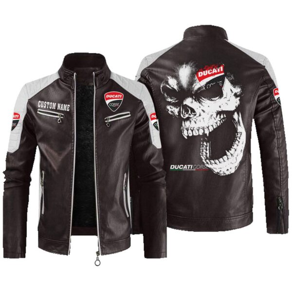 Custom Name Ducati Corse Contrast Leather Jacket - Personalized Logo Car Motorcycle Model - Image 3