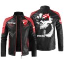 Custom Name Ducati Contrast Leather Jacket - Personalized Logo Car Motorcycle Model