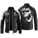 Custom Name Fendt Contrast Leather Jacket - Personalized Logo Car Motorcycle Model
