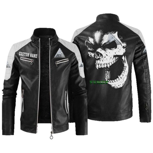 Custom Name Fendt Contrast Leather Jacket - Personalized Logo Car Motorcycle Model