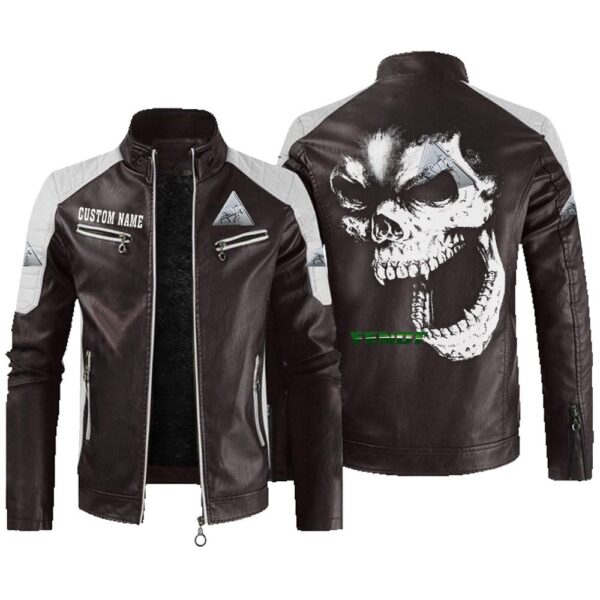 Custom Name Fendt Contrast Leather Jacket - Personalized Logo Car Motorcycle Model - Image 3
