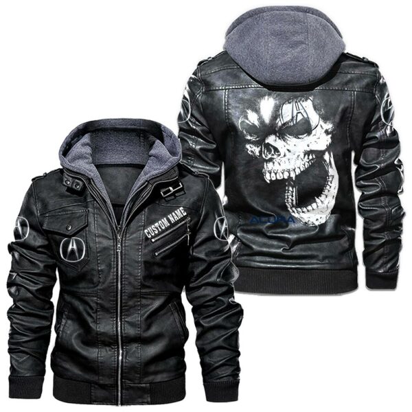Acura Leather Jackets, Black And Brown Vintage Style, Customize Name And Any Logo, Car Or Motor Model