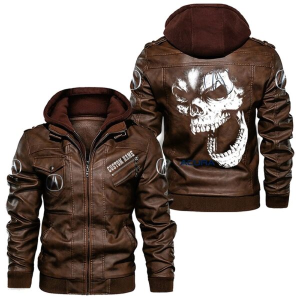 Acura Leather Jackets, Black And Brown Vintage Style, Customize Name And Any Logo, Car Or Motor Model - Image 2