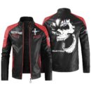Custom Name Ford Mustang 1 Contrast Leather Jacket - Personalized Logo Car Motorcycle Model