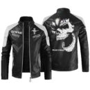 Custom Name Ford Mustang 1 Contrast Leather Jacket - Personalized Logo Car Motorcycle Model