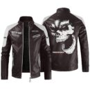 Custom Name Freightliner Group Contrast Leather Jacket - Personalized Logo Car Motorcycle Model