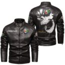 Custom Name Alfa Romeo Skull Leather Jacket - Personalized Logo Car Motorcycle Model