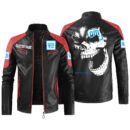 Custom Name General Motors Contrast Leather Jacket - Personalized Logo Car Motorcycle Model