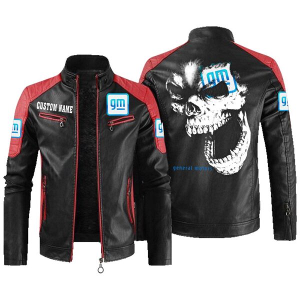 Custom Name General Motors Contrast Leather Jacket - Personalized Logo Car Motorcycle Model - Image 2