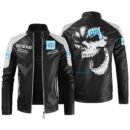 Custom Name General Motors Contrast Leather Jacket - Personalized Logo Car Motorcycle Model