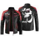Custom Name Gmc Contrast Leather Jacket - Personalized Logo Car Motorcycle Model