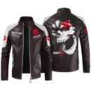 Custom Name Gsxr Contrast Leather Jacket - Personalized Logo Car Motorcycle Model