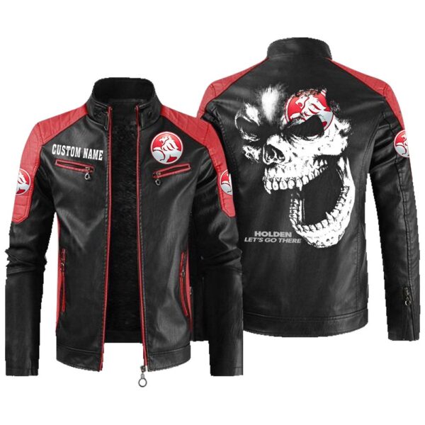 Custom Name Holden Contrast Leather Jacket - Personalized Logo Car Motorcycle Model - Image 2