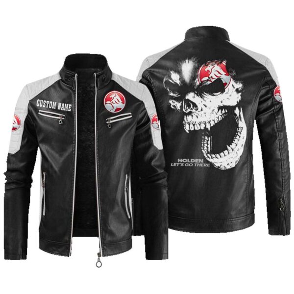 Custom Name Holden Contrast Leather Jacket - Personalized Logo Car Motorcycle Model