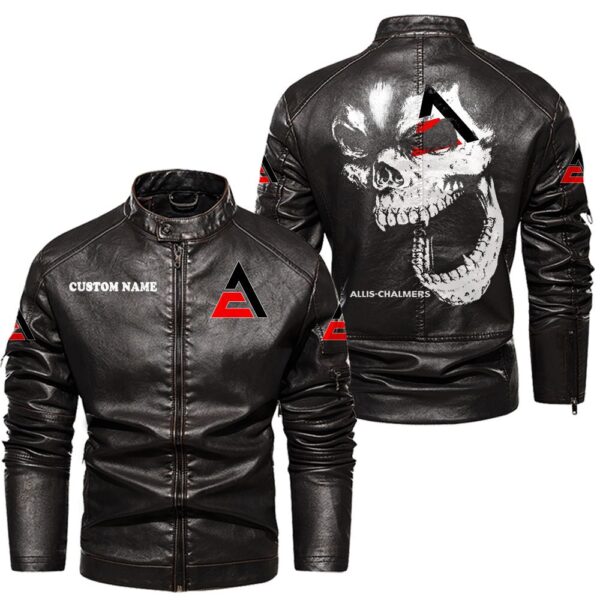 Custom Name Allis Chalmers Skull Leather Jacket - Personalized Logo Car Motorcycle Model - Image 3