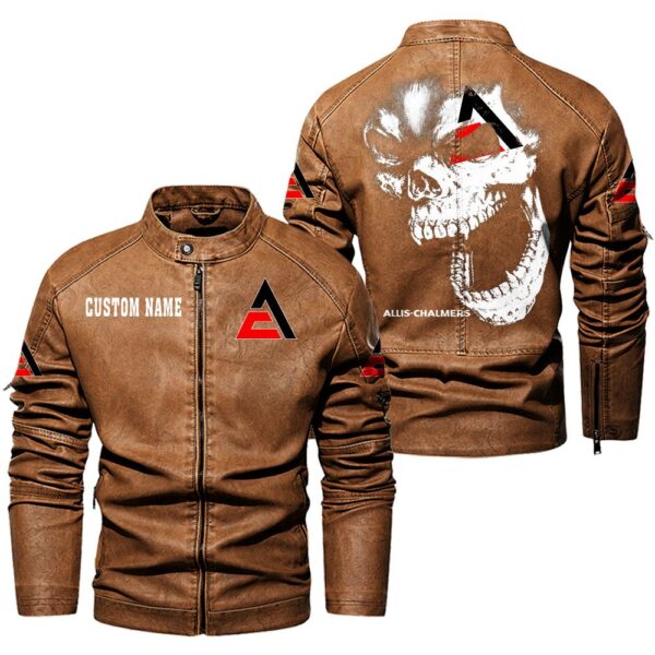 Custom Name Allis Chalmers Skull Leather Jacket - Personalized Logo Car Motorcycle Model - Image 4