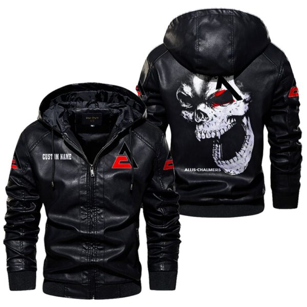 Custom Name Allis Chalmers Skull Leather Jacket - Personalized Logo Car Motorcycle Model - Image 5