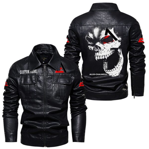 Custom Name Allis Chalmers Skull Leather Jacket - Personalized Logo Car Motorcycle Model - Image 7
