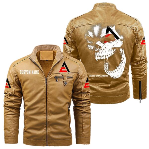 Custom Name Allis Chalmers Skull Leather Jacket - Personalized Logo Car Motorcycle Model - Image 10