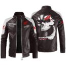 Custom Name Honda Cbr Contrast Leather Jacket - Personalized Logo Car Motorcycle Model