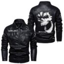 Custom Name Amg Skull Leather Jacket - Personalized Logo Car Motorcycle Model