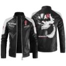 Custom Name Kenworth Contrast Leather Jacket - Personalized Logo Car Motorcycle Model
