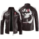 Custom Name Kenworth Contrast Leather Jacket - Personalized Logo Car Motorcycle Model