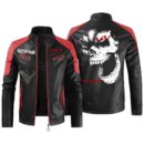 Custom Name Kia Contrast Leather Jacket - Personalized Logo Car Motorcycle Model