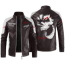 Custom Name Kia Contrast Leather Jacket - Personalized Logo Car Motorcycle Model