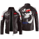 Custom Name Komatsu Contrast Leather Jacket - Personalized Logo Car Motorcycle Model